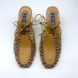 Sammy - Tan Leather Moccasin Heel Strap  Ankle Size 8
